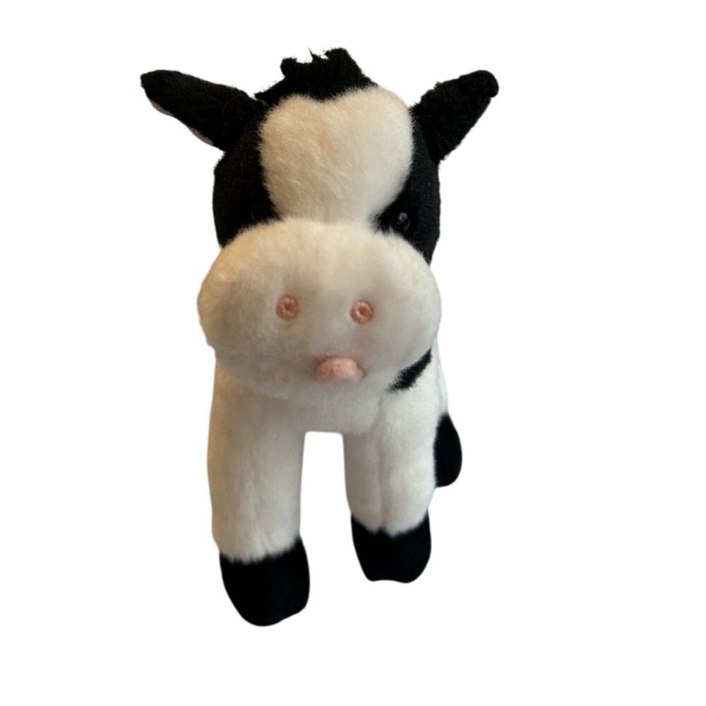 Douglas Cuddle Toys 8" Standing Plush Cow 2017 Black & White Soft Stuffed Animal